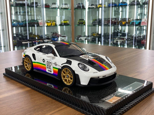 1/18 Resin Model – VIP Models Porsche 911 GT3 RS (992)  White with Apple Decal  Limited Edition: 30 pcs