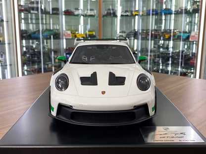 1/12 Resin Porsche 911 GT3 RS – White / Green | Spark Models Dealer Edition | Limited to 300 pcs