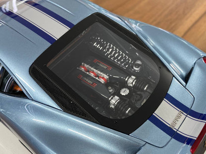 1/18 Resin – Ferrari 458 Speciale | Davis & Giovanni | Azzurro California with Silver / Blue Stripe