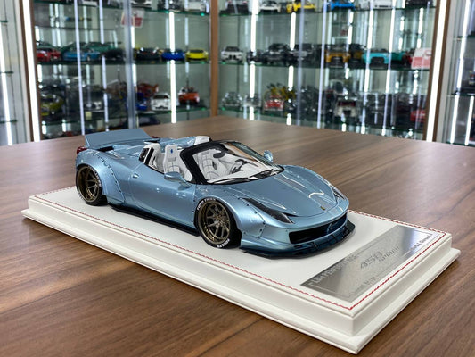 1/18 Resin – Ferrari 458 Spider GT LB Works | Davis & Giovanni | Ice Blue Metallic | 1 of 1