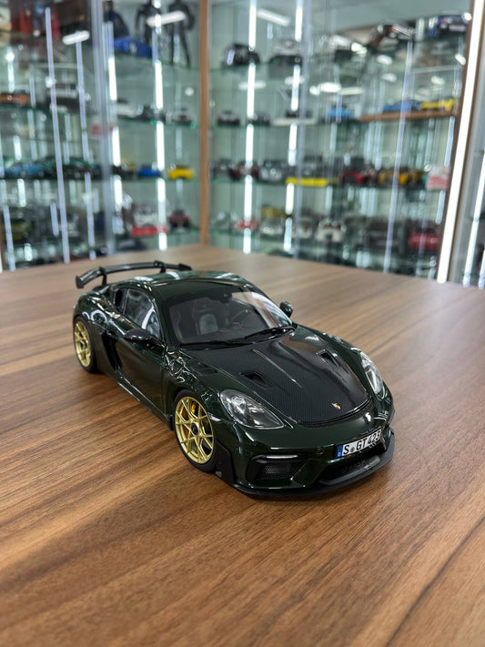 1:18 Diecast Porsche 718 Cayman GT4 RS Weissach | Brewster Green | Norev