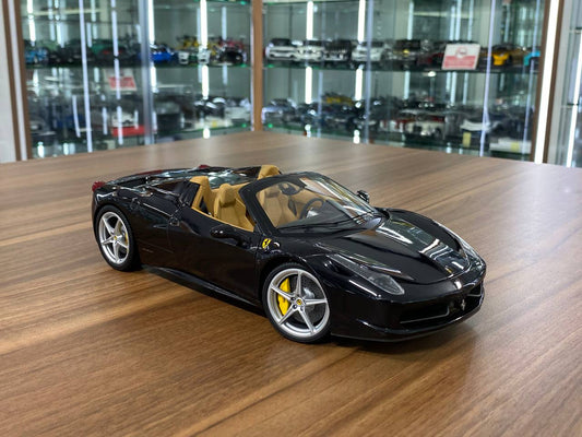 Hot Wheels Elite Ferrari 458 Spider -[ 1/18 Diecast, Black ]