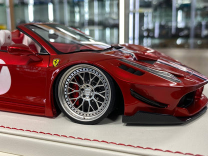 1:18 Resin Davis & Giovanni Ferrari 458 Spider GT LB Works Candy Red / French Stripe 7 – Limited 1 of 1
