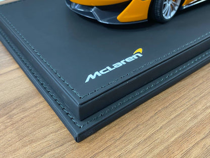 1:18 Acrylic Display Case – Black Leather Base with McLaren Logo Print