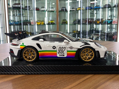 1/18 Resin Model – VIP Models Porsche 911 GT3 RS (992)  White with Apple Decal  Limited Edition: 30 pcs