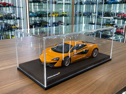 1:18 Acrylic Display Case – Black Leather Base with McLaren Logo Print