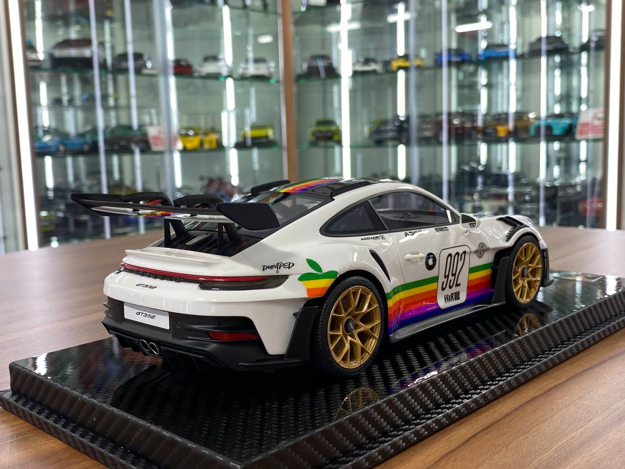 1/18 Resin Model – VIP Models Porsche 911 GT3 RS (992)  White with Apple Decal  Limited Edition: 30 pcs