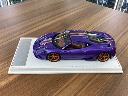 1/18 Resin – Dino Models Ferrari 458 Speciale Purple with Metallic Blue Stripe Limited Edition: 20 pcs