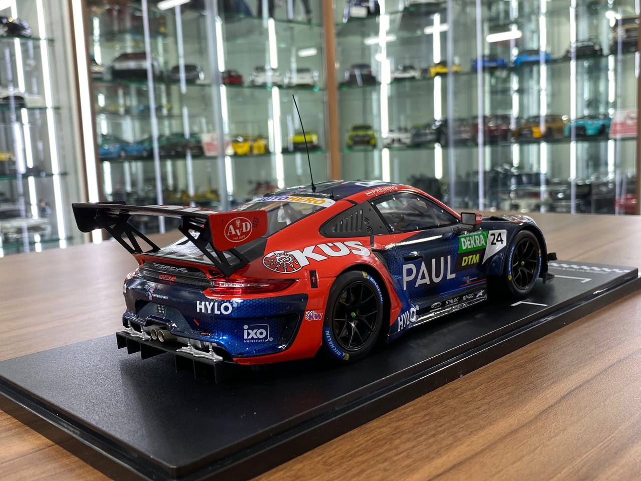 1/18 Diecast ixo Models PORSCHE 911 GT3 R Team75 T. Preining DTM 2022 Winner Norisring Racing blue / Red