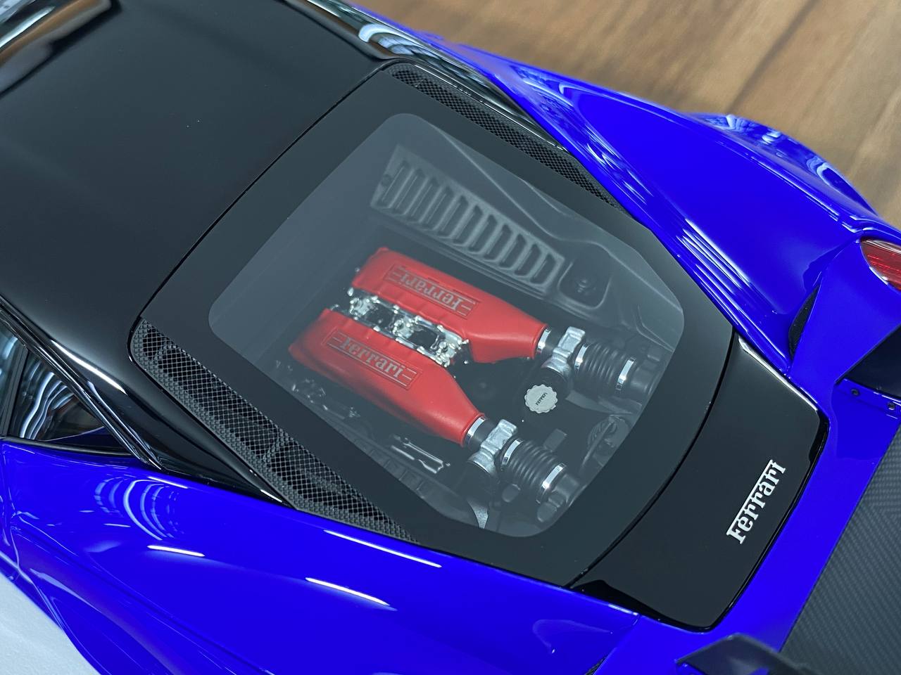 1/18 Resin Model – Ferrari 458 GT LB WORKS | Davis & Giovanni |Metallic Blue with Matt Carbon Bonnet