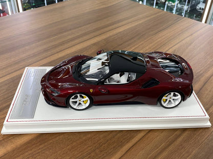1/18 Davis & Giovanni Ferrari SF90 Stradale Novitec Metallic burgundy, black roof, white rims | Resin | Limited 6 pcs