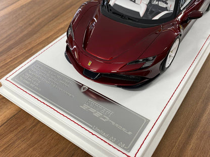 1/18 Davis & Giovanni Ferrari SF90 Stradale Novitec Metallic burgundy, black roof, white rims | Resin | Limited 6 pcs
