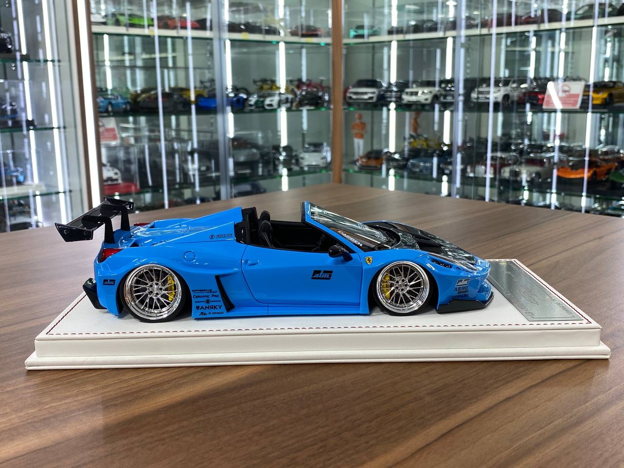 1/18 Resin – Ferrari 458 Spider GT LB Works | Davis & Giovanni | Light blue , carbon bonnet | Limited - 10 pcs