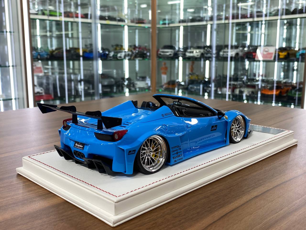 1/18 Resin – Ferrari 458 Spider GT LB Works | Davis & Giovanni | Light blue , carbon bonnet | Limited - 10 pcs