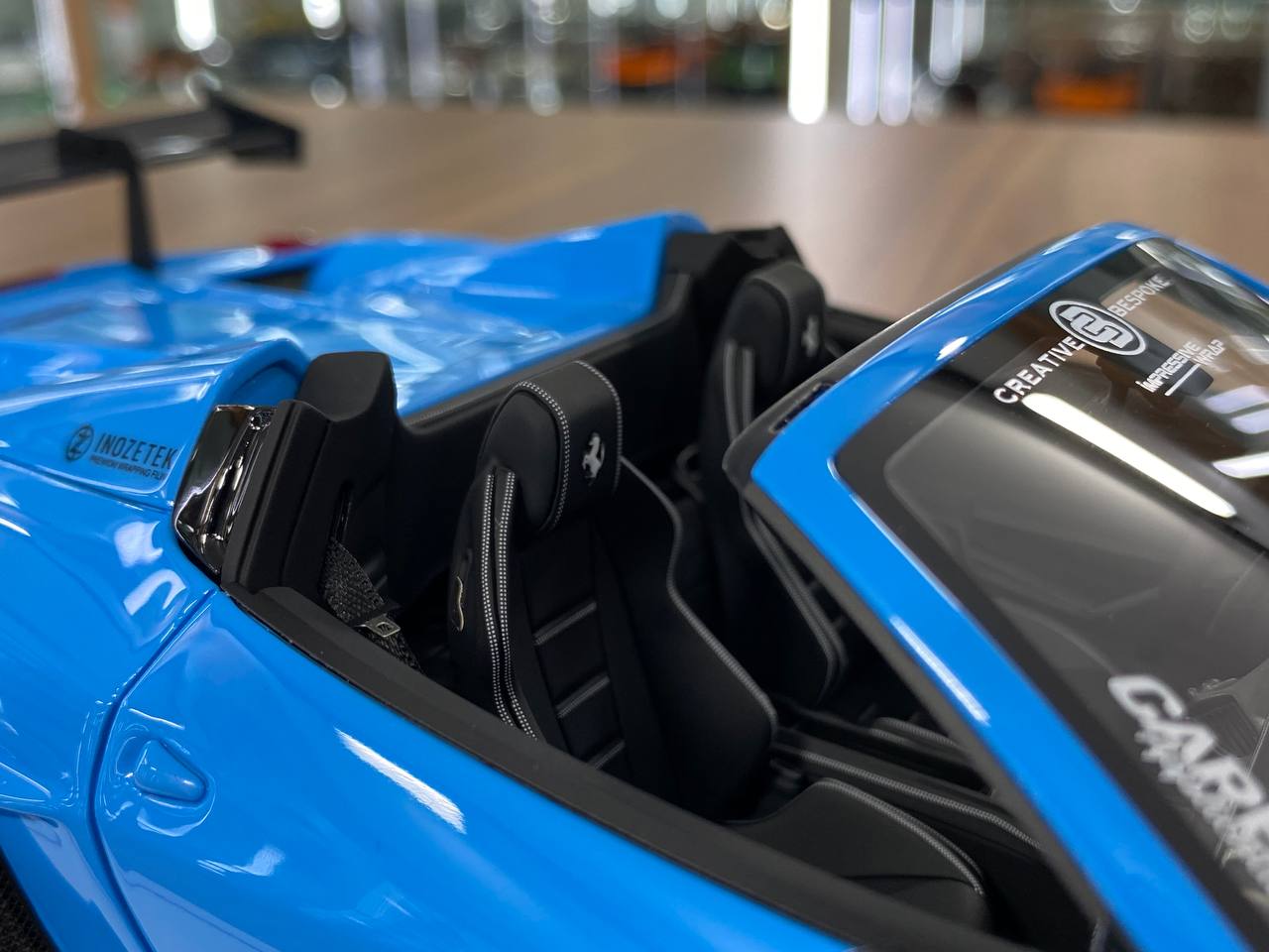 1/18 Resin – Ferrari 458 Spider GT LB Works | Davis & Giovanni | Light blue , carbon bonnet | Limited - 10 pcs