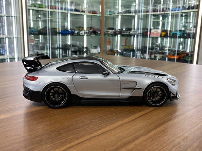 1/18 diecast Norev Dealer Edition Mercedes Benz AMG GT Black Series in high tech silver