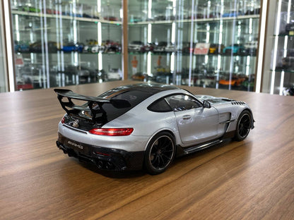 1/18 diecast Norev Dealer Edition Mercedes Benz AMG GT Black Series in high tech silver