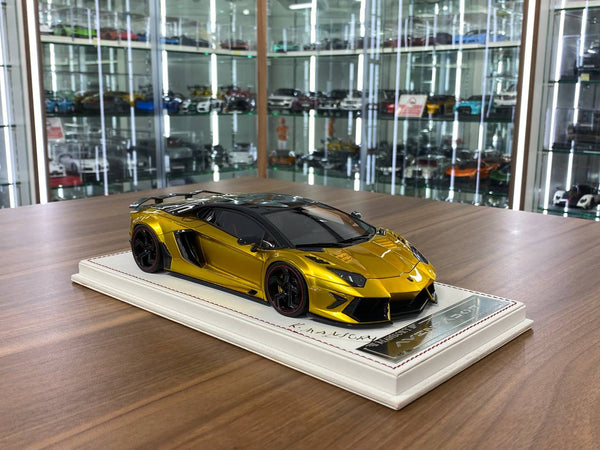 1/18 Resin Davis & Giovanni Lamborghini AVENTADOR LP 700-4 MANSORY with chrome gold , black / Red interior Limited Edition - 10 pcs