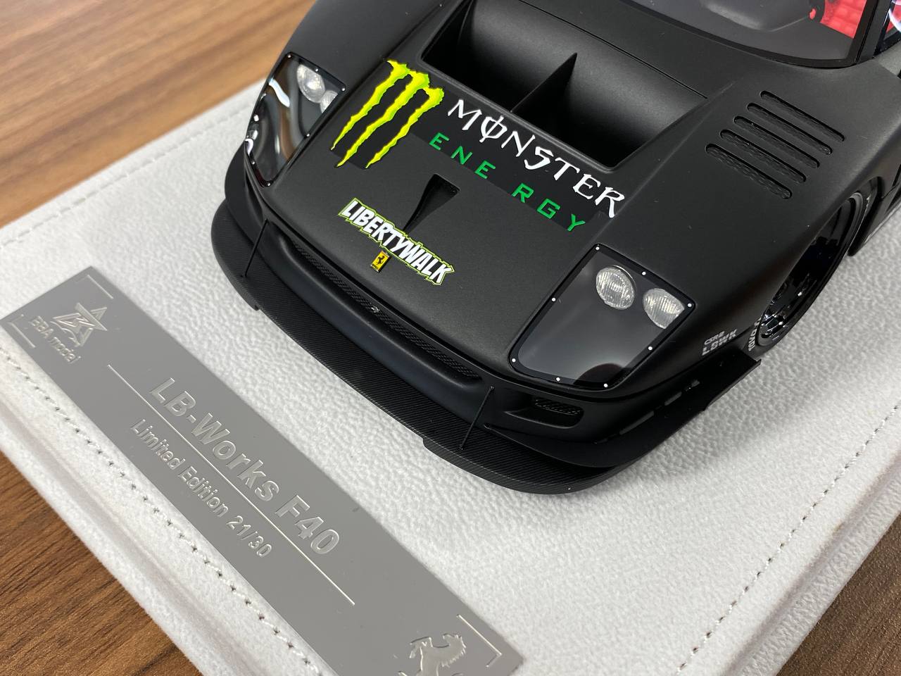 1/18 Resin Model BBA Car Model Ferrari F40 LB Works Monster Decal matt black Limited to 30 Pcs.