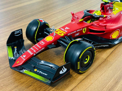 1/18 Metal Diecast Bburago Ferrari F1-75 C.Sainz #55 (2022) Matt Red/Yellow