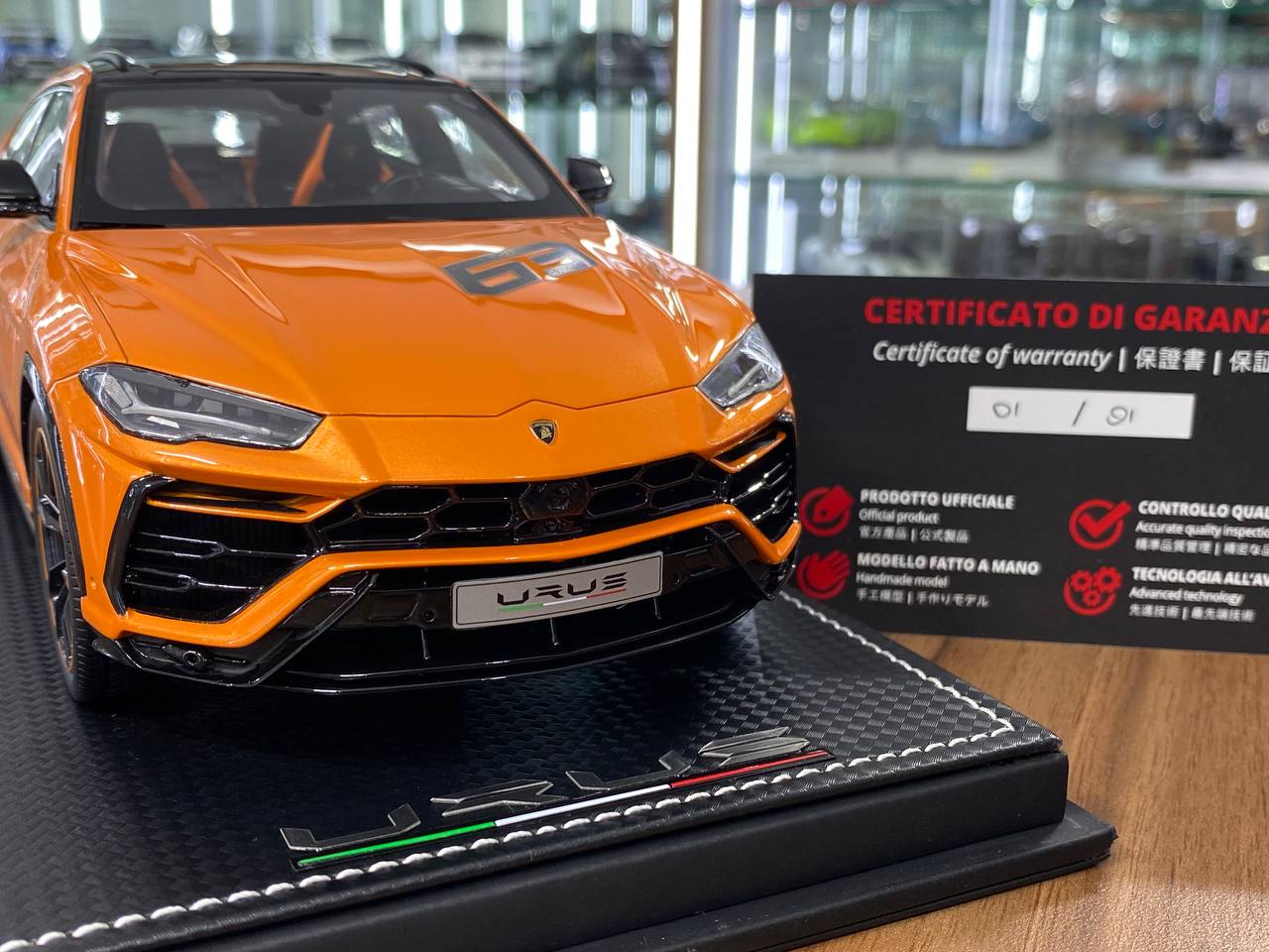 1:18 Resin Model - MR Collection Models Lamborghini Urus #63 (Orange)