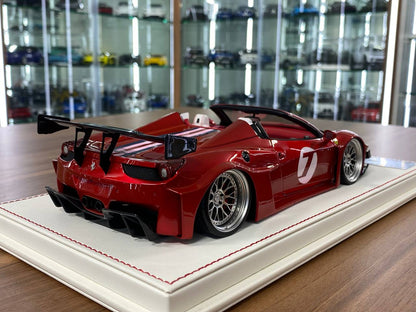 1:18 Resin Davis & Giovanni Ferrari 458 Spider GT LB Works Candy Red / French Stripe 7 – Limited 1 of 1