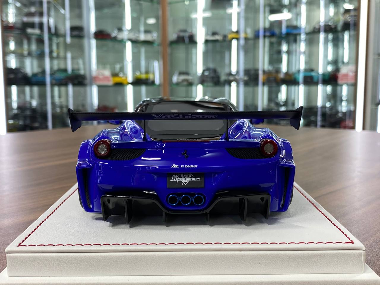 1/18 Resin Model – Ferrari 458 GT LB WORKS | Davis & Giovanni |Metallic Blue with Matt Carbon Bonnet