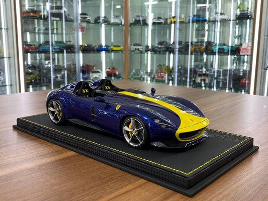 1/18 Resin – BBR Models Ferrari Monza SP2 Blue Tour de France / Yellow Stripe Ltd.Edn. 109 pcs