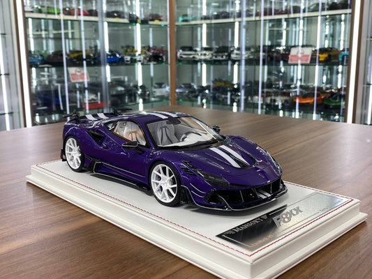1/18 Resin Ferrari F8XX MANSORY Purple metallic, white stripes – Davis & Giovanni | Limited 20 pcs