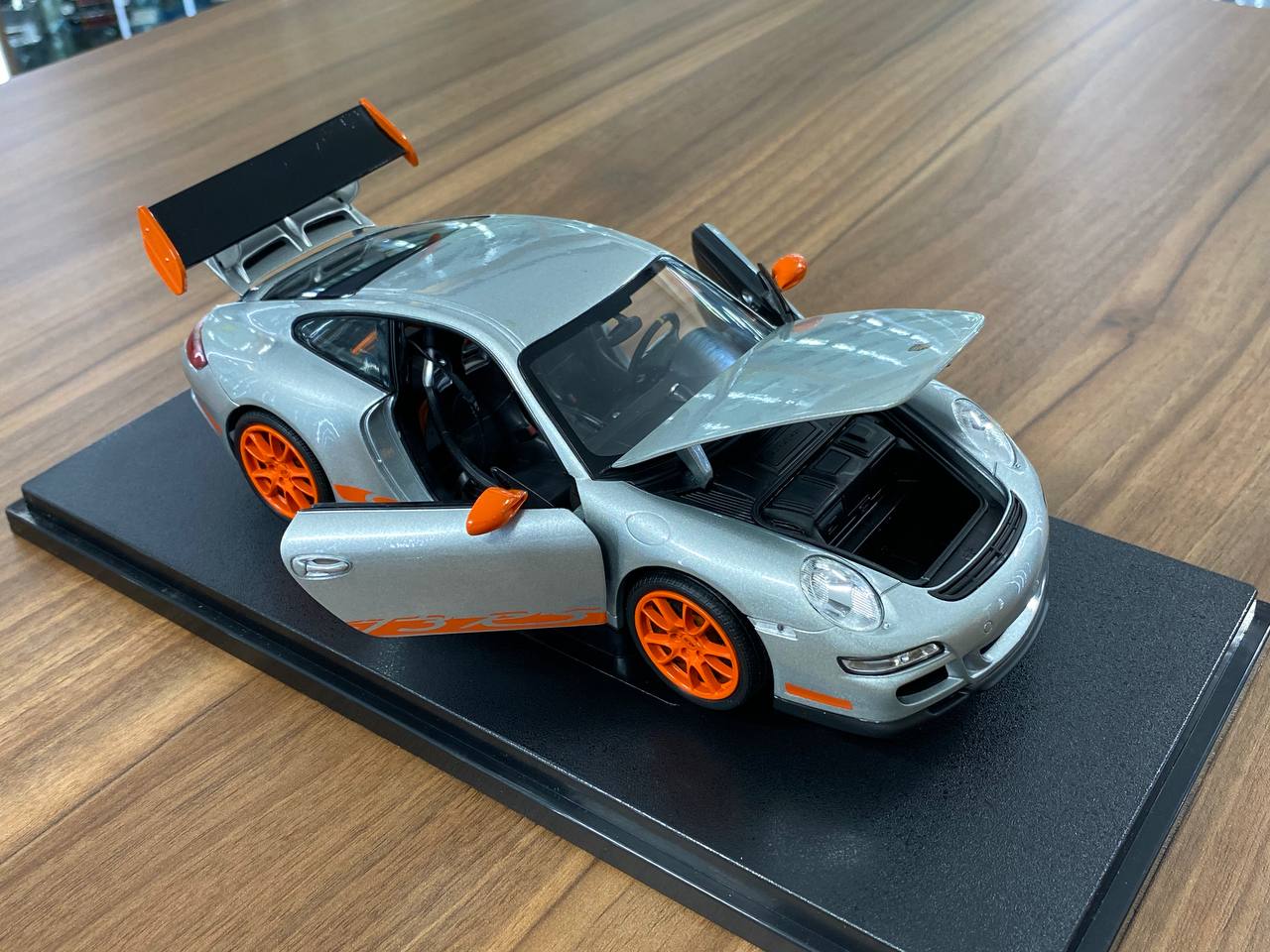 1/18 Welly Metal Diecast - Porsche 911(997) GT3 RS in Silver / Orange rim