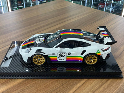 1/18 Resin Model – VIP Models Porsche 911 GT3 RS (992)  White with Apple Decal  Limited Edition: 30 pcs
