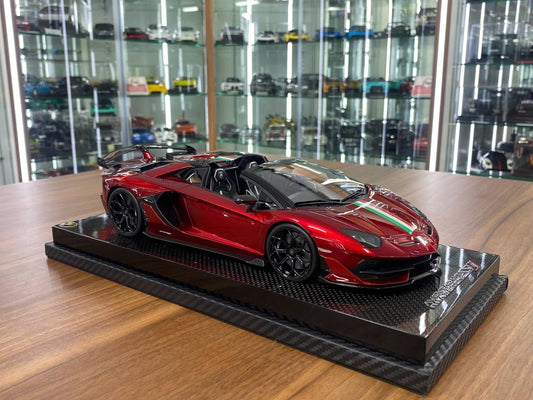 1/18 resin MR Collection Lamborghini Aventador Roadster SVJ Red / Italy flag Limited- 1 of 1