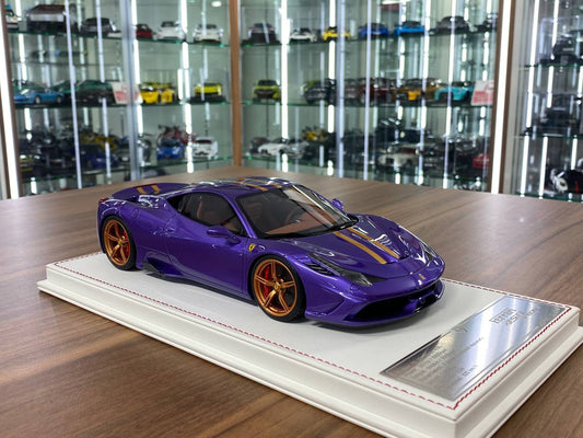 1/18 Resin – Dino Models Ferrari 458 Speciale Purple with Metallic Blue Stripe Limited Edition: 20 pcs