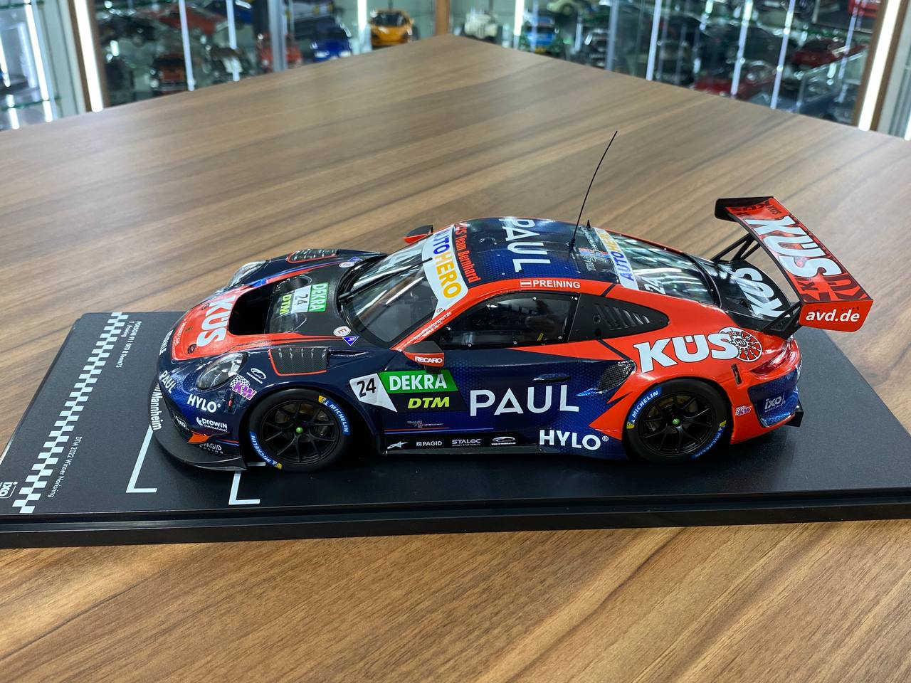1/18 Diecast ixo Models PORSCHE 911 GT3 R Team75 T. Preining DTM 2022 Winner Norisring Racing blue / Red