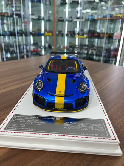 1/18 Porsche 911 GT2 RS MR Manthey Racing | Resin| Blue/Yellow | 1 of 1 | Davis & Giovanni