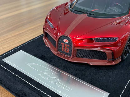 1/18 H&H Bugatti Chiron Pur Sport Pearl Red Carbon Fiber | Resin | Limited 30 pcs