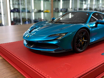 1:18 Resin BBR Deluxe Ferrari SF90 Stradale – Chrome Blue (Limited 15 pcs)