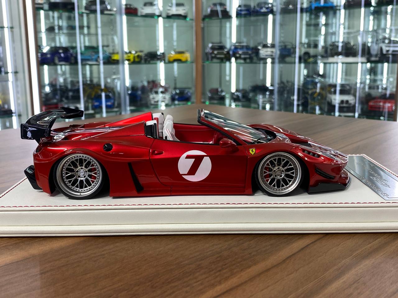 1:18 Resin Davis & Giovanni Ferrari 458 Spider GT LB Works Candy Red / French Stripe 7 – Limited 1 of 1