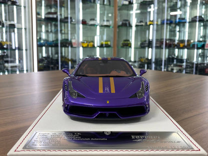1/18 Resin – Dino Models Ferrari 458 Speciale Purple with Metallic Blue Stripe Limited Edition: 20 pcs