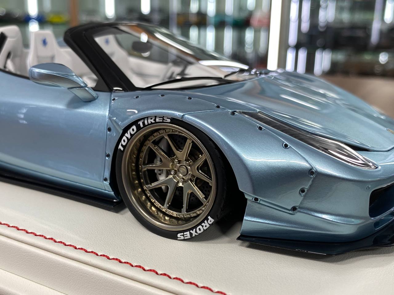 1/18 Resin – Ferrari 458 Spider GT LB Works | Davis & Giovanni | Ice Blue Metallic | 1 of 8