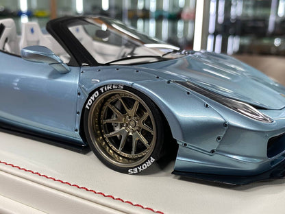 1/18 Resin – Ferrari 458 Spider GT LB Works | Davis & Giovanni | Ice Blue Metallic | 1 of 8