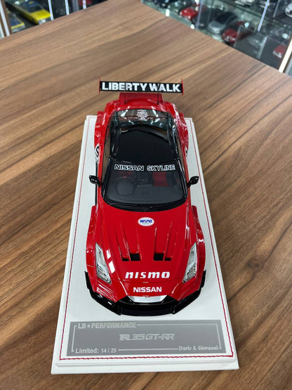 ★ 1/18 Davis & Giovanni Nissan R35 Nismo GT-RR LBWK #5 – Metallic Red | Limited to 25 Pieces