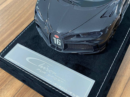 ★ 1:18 H&H Bugatti Chiron Pur Sport – Black Carbon Fiber – Limited Edition of 30