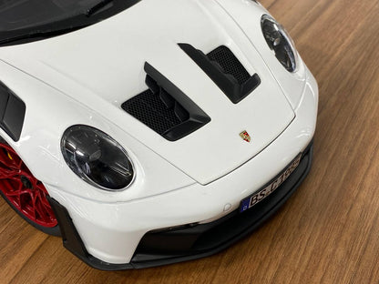 1/12 Metal Diecast – Norev Porsche 911 GT3 RS – White / Red Rim
