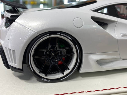 1:18 Resin Model – Davis & Giovanni Ferrari 488 GTB N-Largo – Pearl White Italia Stripe – Limited 6 pcs