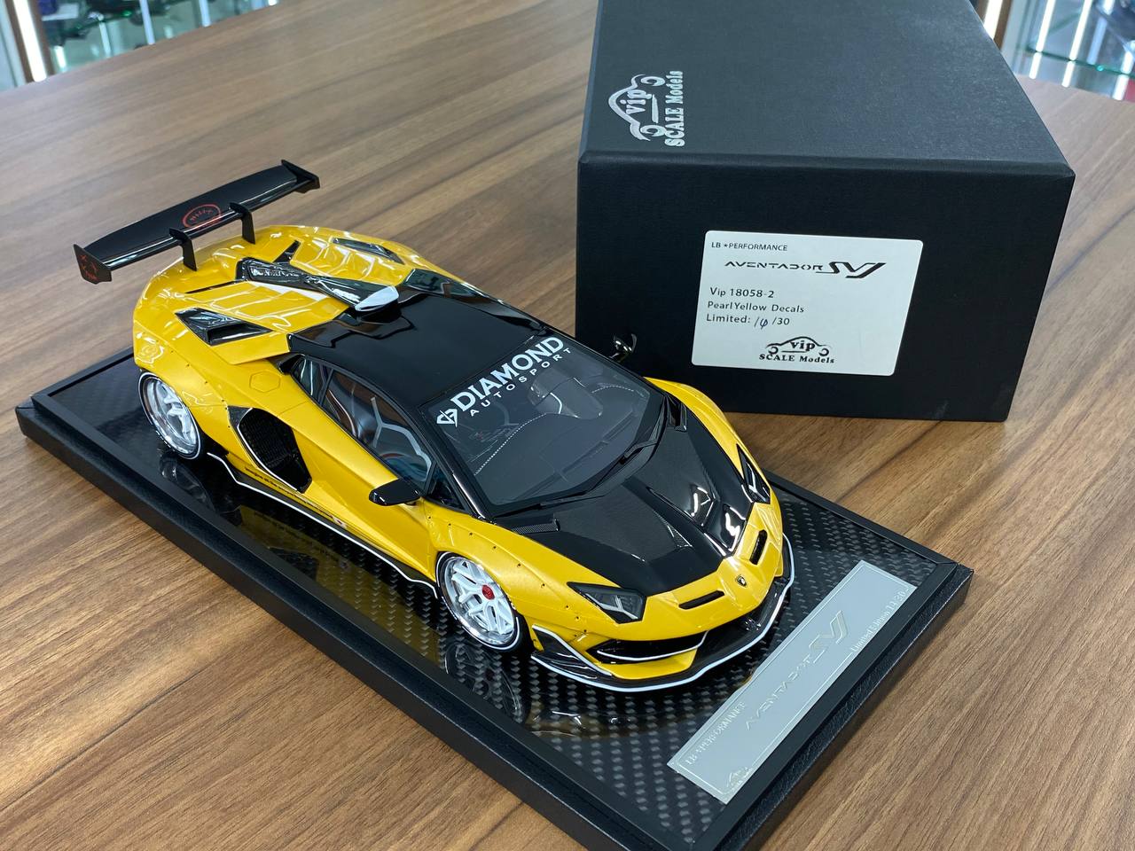 1/18 Resin VIP Models Lamborghini Aventador SVJ Pearl Yellow with Decals Ltd.Edn. 30 pcs