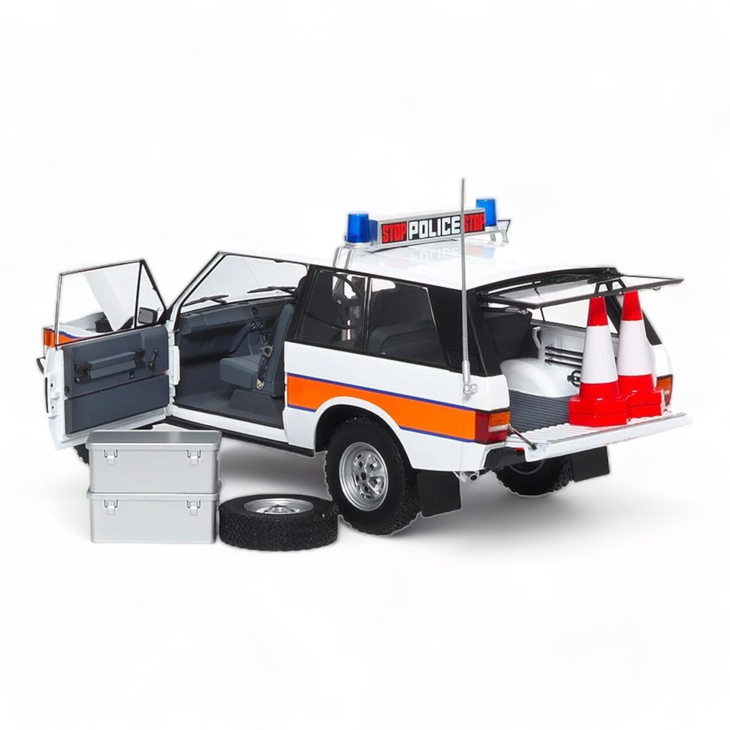 1/18 Diecast  Land Rover Range Rover Classic Police White 1970 by Almost Real Scale Model Car|Sold in Dturman.com Dubai UAE.