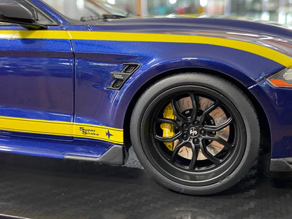 1/18 Resin Model GT Spirit Ford Mustang Shelby Super Snake 2021 – Blue/Yellow Stripes – Limited Edition