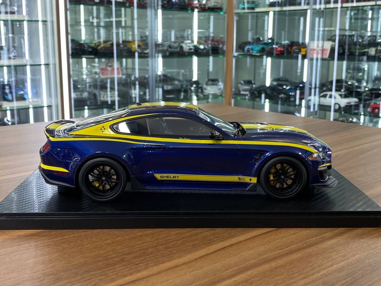 1/18 Resin Model GT Spirit Ford Mustang Shelby Super Snake 2021 – Blue/Yellow Stripes – Limited Edition