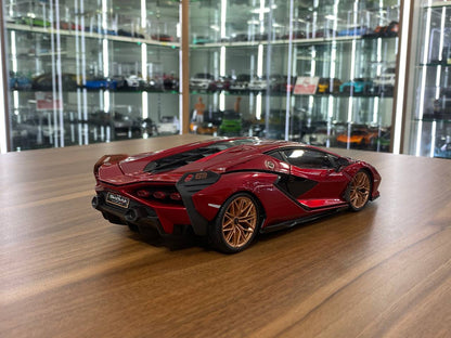 1/18 Diecast Lamborghini Sian FKP 37 Red  Bburago Scale Model Car